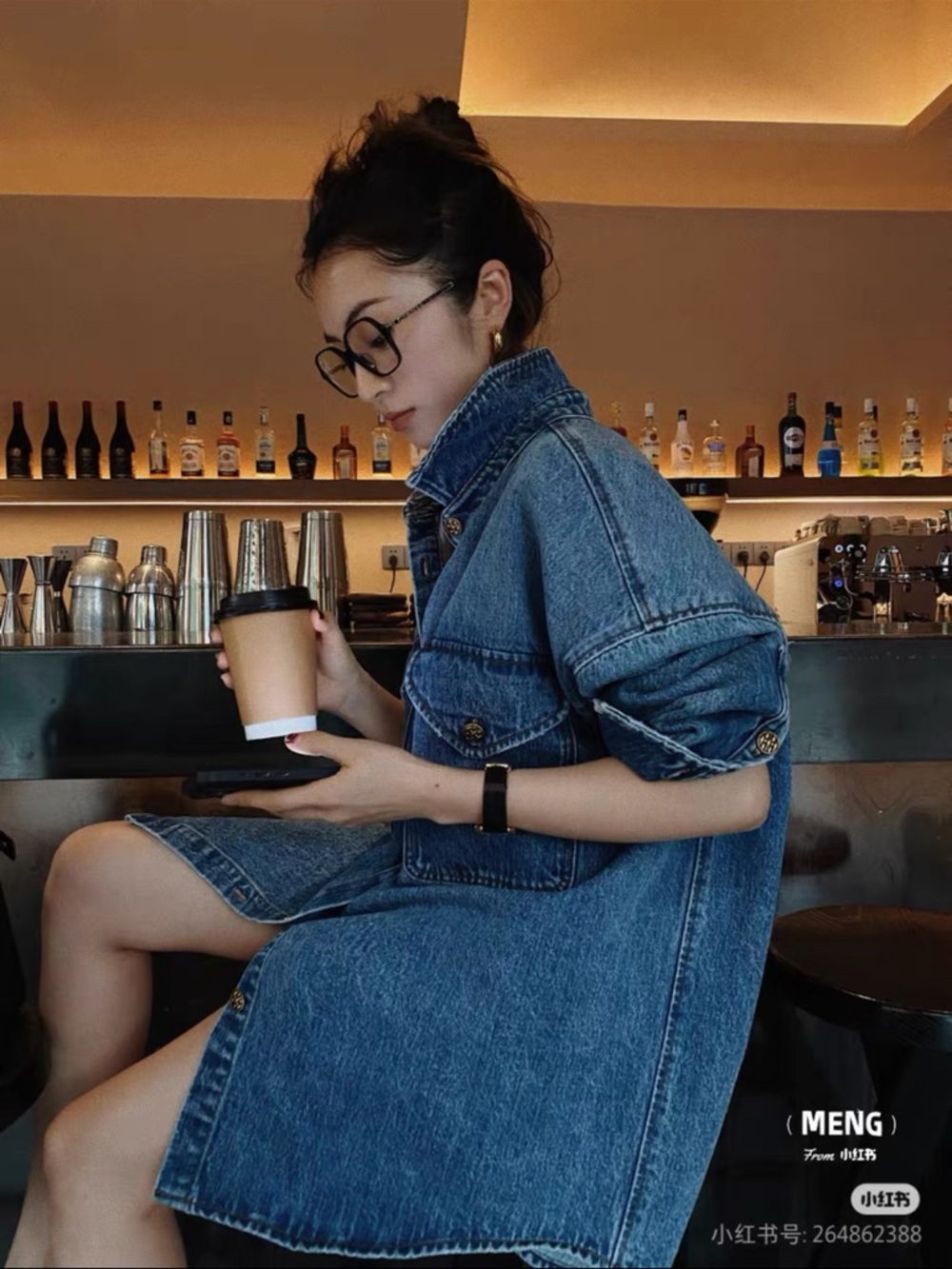 Classic Denim Button-Up oversized Shirt Jacket - Medium Wash Blue